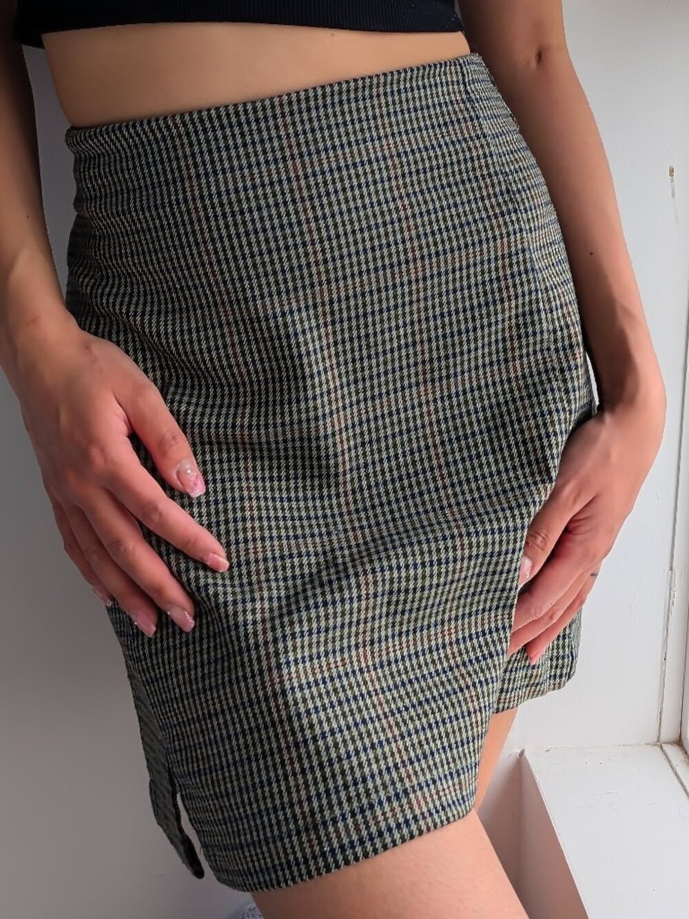 Green Plaid Brandy Melville Mini Skirt